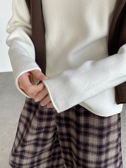 【cimYL713】實拍加厚捲邊半高領保暖針織衫251201