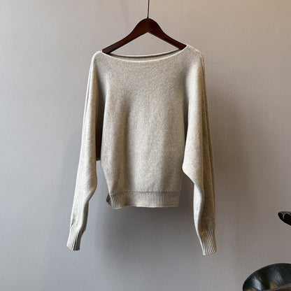 【YP2081】 實拍一字領斜肩慵懶針織毛衣251023