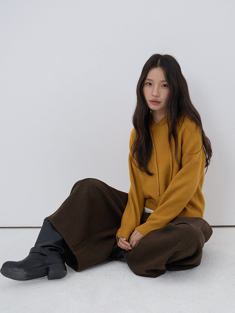 【LD3280】實拍慵懶小個子抽繩連帽針織毛衣251103