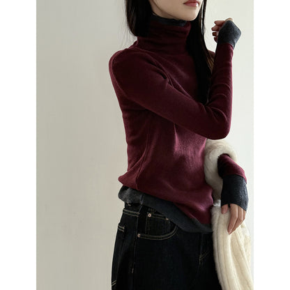 【Y352】實拍撞色高領針織衫（含羊毛10%)
251106