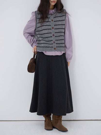 【LD3278】實拍小圓領長袖襯衫+條紋針織背心（分開下單）251103