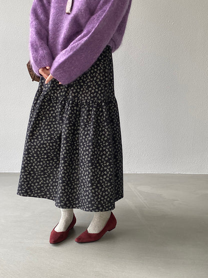 【cimz1729】實拍復古時髦碎花加絨長裙251128