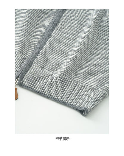 【H5537】實拍復古雙頭拉鍊連帽開衫針織外套251204