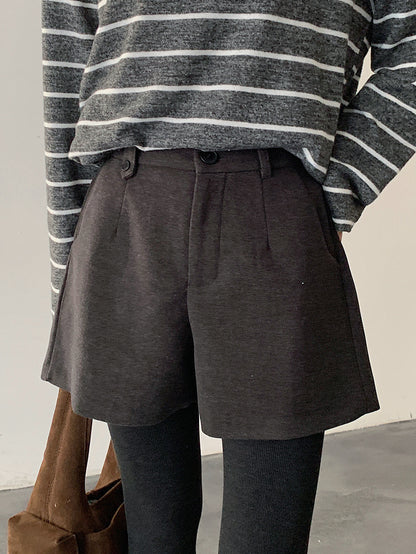 【LD11044】實拍厚款毛呢西裝短褲後鬆緊腰251202