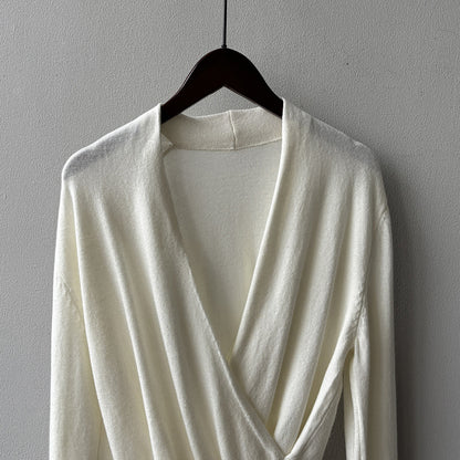 【Y218】實拍法式高級感交叉長袖針織衫(羊毛5%)251016