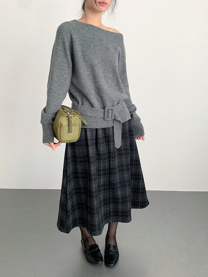 【LD11062】實拍慵懶高級感北極融針織毛衣（可拉一字肩）251209