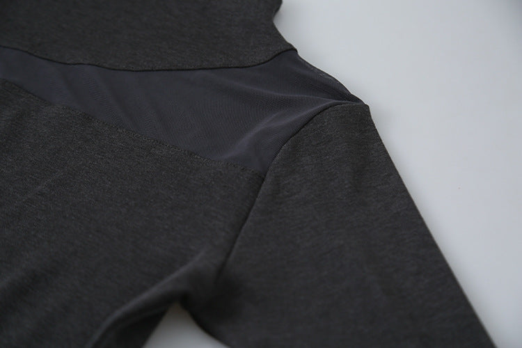 【LD11024】實拍氣質網紗拼接加絨半高領長袖T恤251124