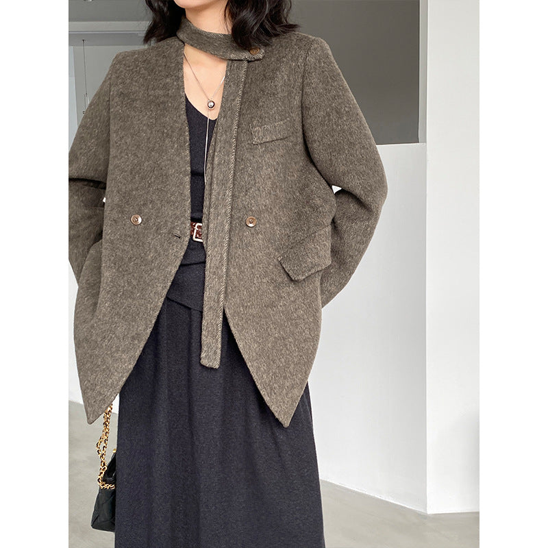 【cimz809】實拍復古雙面羊毛西裝外套+飄帶（羊毛100)251120