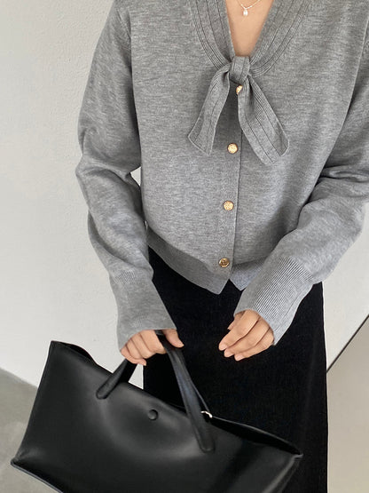 【cimJ8902】實拍氣質小香蝴蝶结針織開衫251114