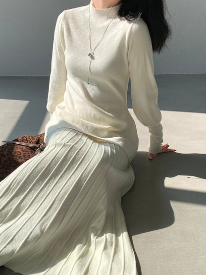 【cimz6652】實拍氣質半高領/V領燈籠袖極簡氣質針織衫251128