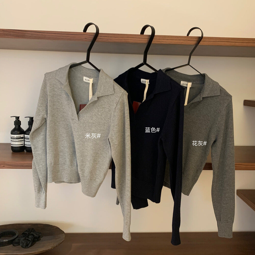 【L7074】實拍秋季復古老錢風氣質長袖針織衫251117