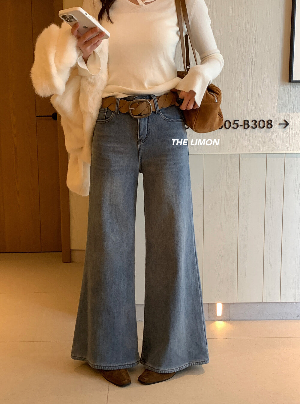 【L2651】實拍檸檬秋冬復古加厚顯瘦直筒微喇牛仔褲＋腰帶251117