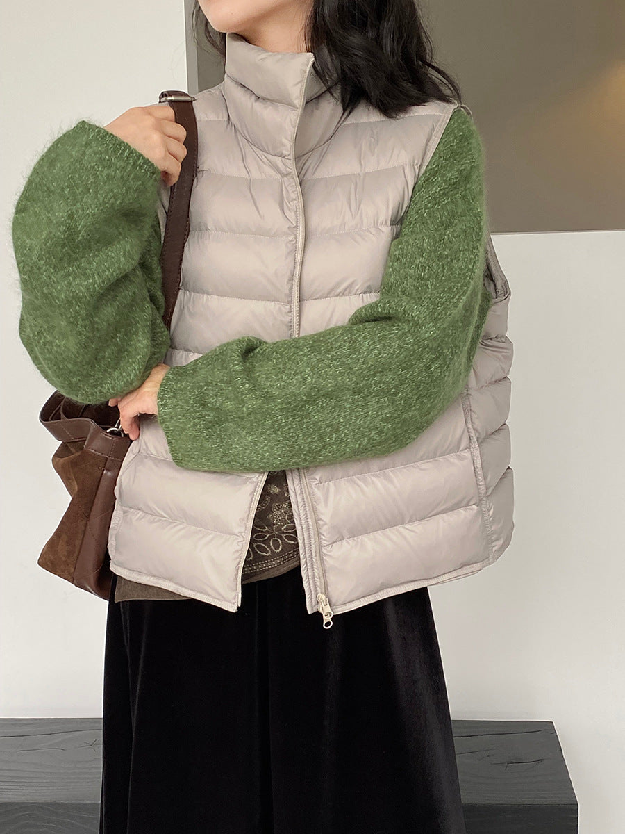 【cimz6377】實拍立領排骨雙頭拉鏈羽絨背心(90白鴨絨)251120