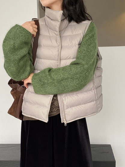 【cimz6377】實拍立領排骨雙頭拉鏈羽絨背心(90白鴨絨)251120