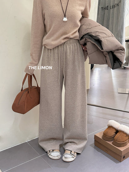 【L1185】實拍檸檬秋冬簡約羊絨抽繩直筒休閒褲251117