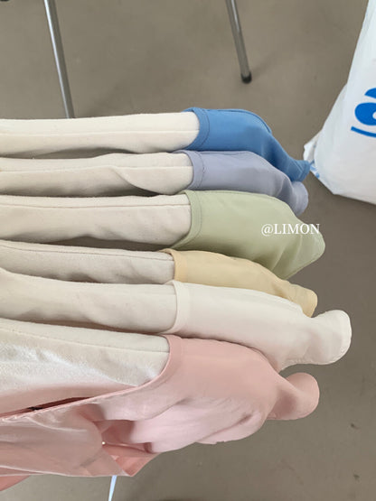 【L8689】實拍檸檬夏季簡約交叉後繫帶襯衫上衣250421
