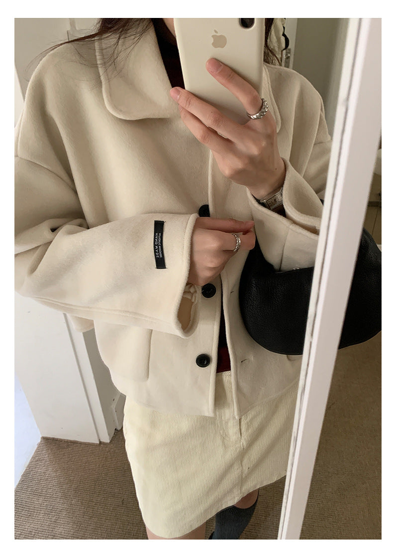 【H565】實拍高級感羊毛混紡羊絨手感外套大衣251021