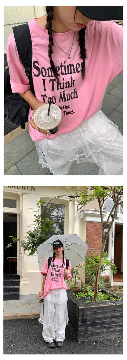 【H5256】實拍夏季寬鬆字母印花T恤250513