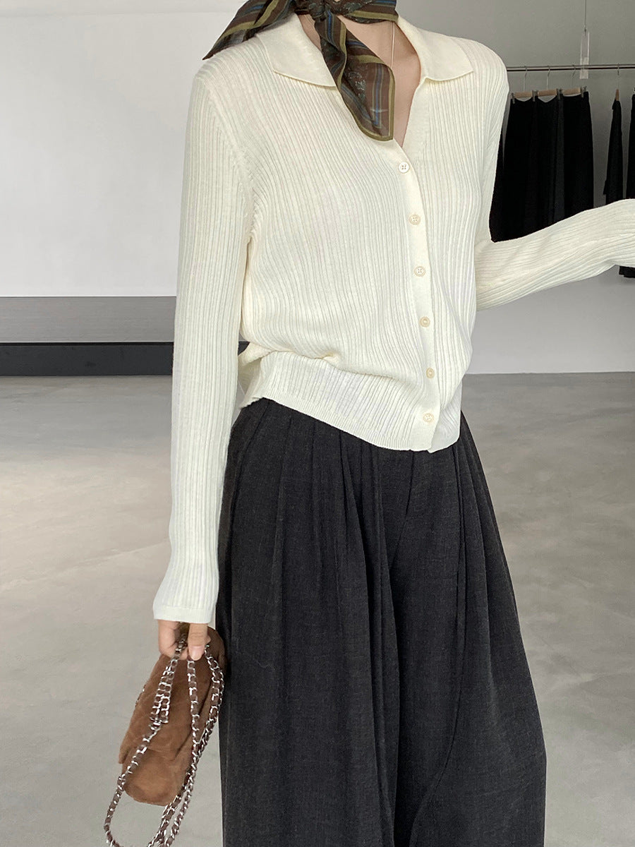 【cim6901】實拍慵懶紙片人polo領針織衫251030