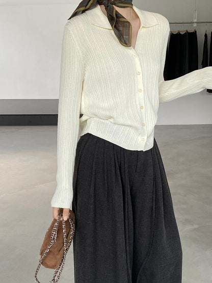 【cim6901】實拍慵懶紙片人polo領針織衫251030