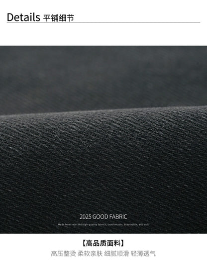 【H5402】實拍復古做舊洗水黑灰色廓形牛仔褲250902