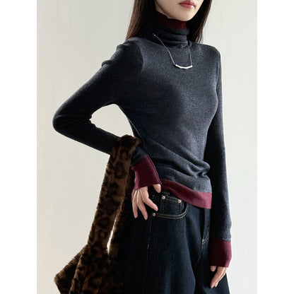 【Y352】實拍撞色高領針織衫（含羊毛10%)
251106