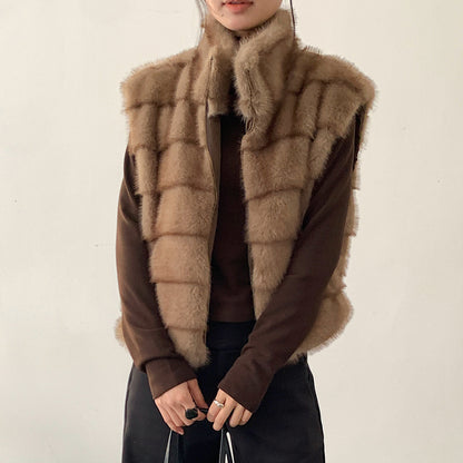 【LD11042】實拍皮毛一體立領拉鍊背心外套251202