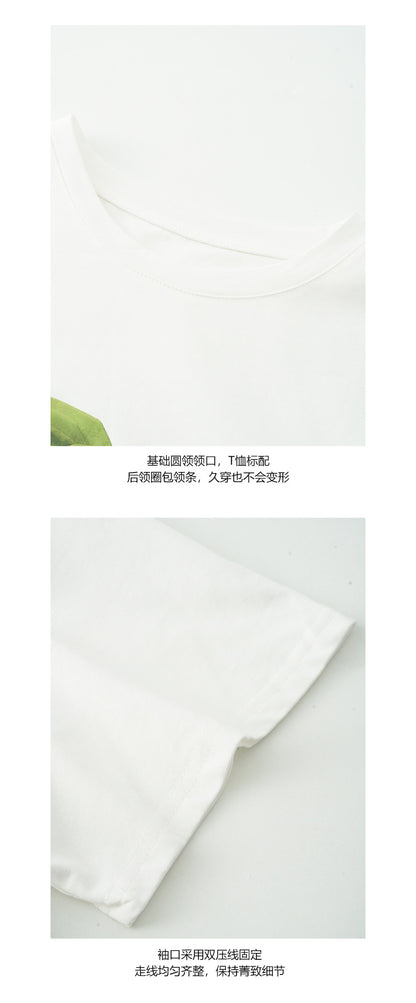 【H5192】實拍韓系印花圓領寬鬆短袖T恤250415