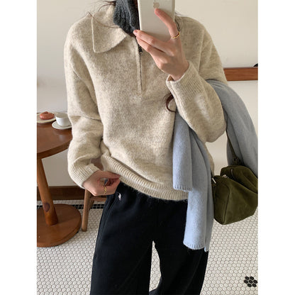 【H5513】實拍老錢風POLO領長袖針織毛衣251118