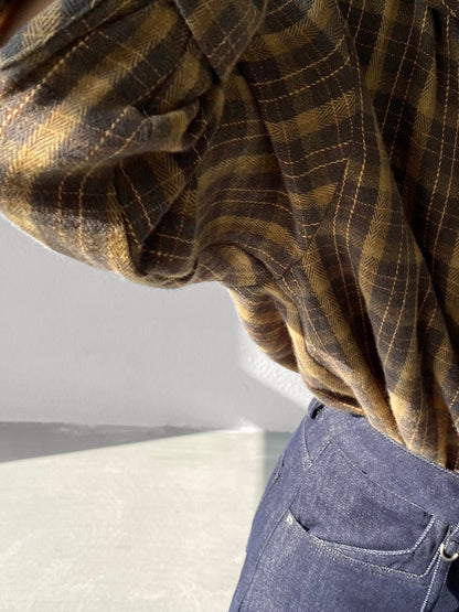 【cimz1753】實拍磨毛加厚復古格紋襯衫 251120
