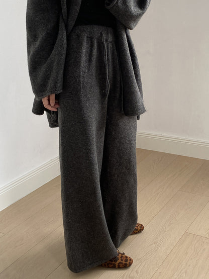 【YP1018】 實拍秋冬高級感慵懶針織開衫＋繫帶＋高腰針織闊腿褲 套裝251023