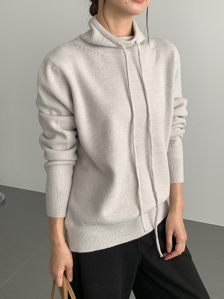 【LD3294】實拍慵懶復古立領羊駝絨針織衫251103