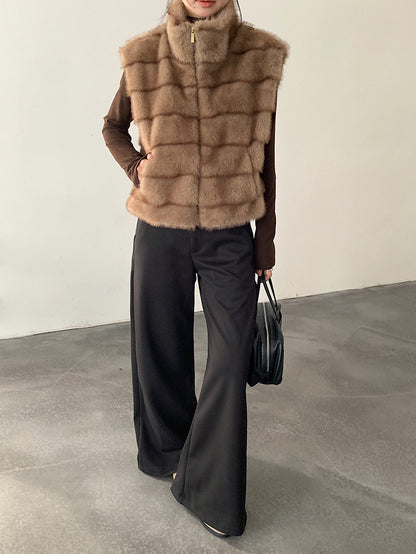 【LD11042】實拍皮毛一體立領拉鍊背心外套251202