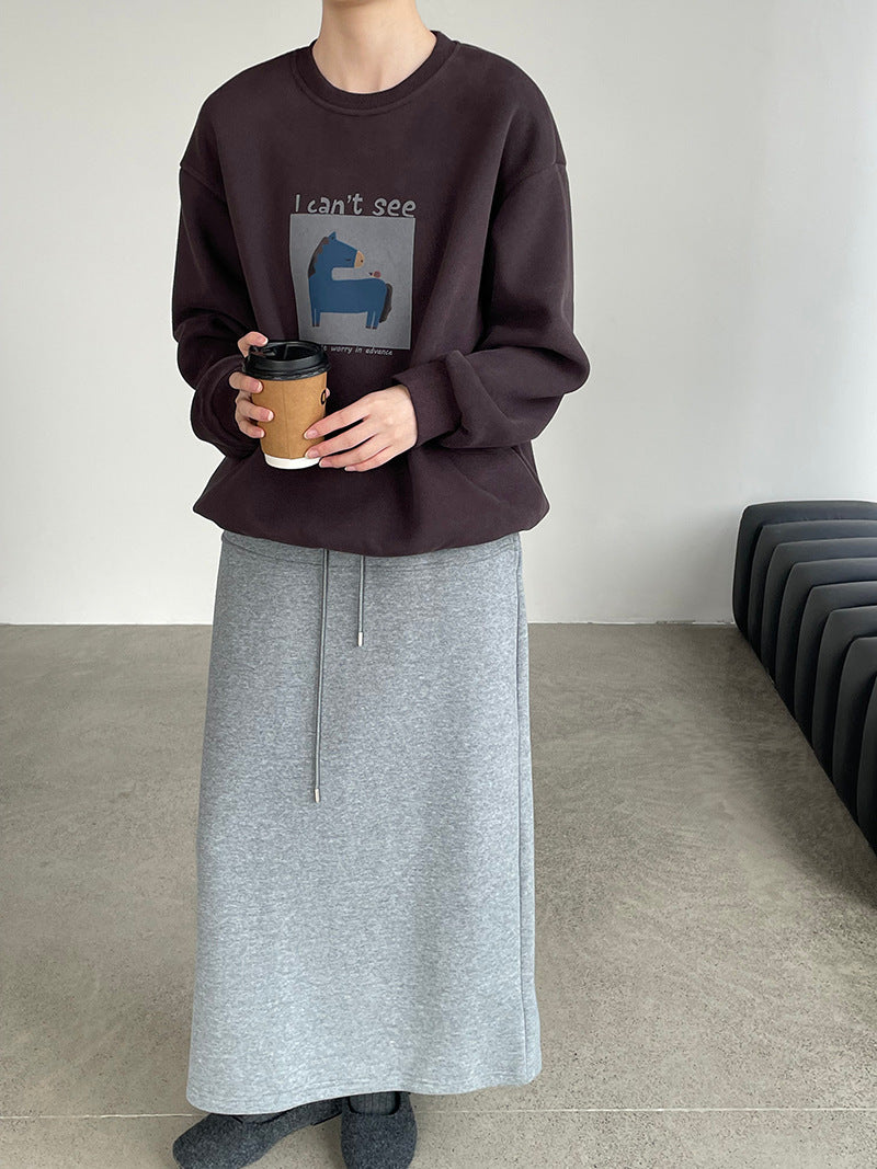 【cimD20307】實拍大人系印花加绒寬鬆衛衣251114