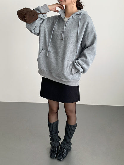 【LD11064】實拍慵懶灰色加絨加厚連帽寬鬆衞衣251209