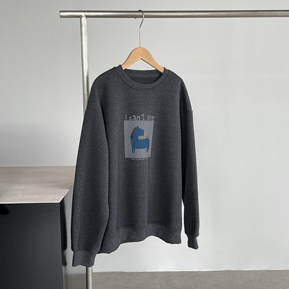 【cimD20307】實拍大人系印花加绒寬鬆衛衣251114