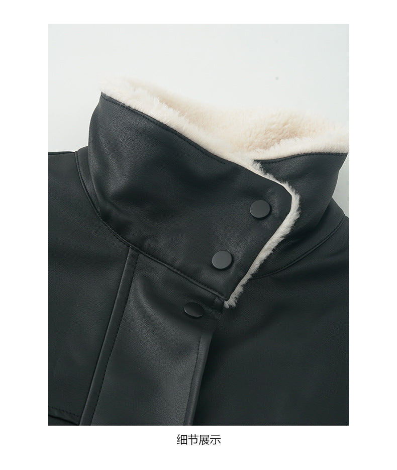 【H5485】實拍高級感毛領PU皮衣夾棉加厚外套251109