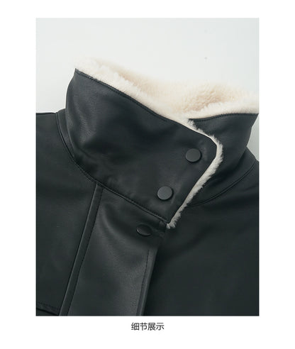 【H5485】實拍高級感毛領PU皮衣夾棉加厚外套251109