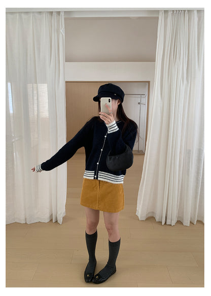 【H562】實拍秋冬S~XL必備復古高腰燈芯絨A字裙251021