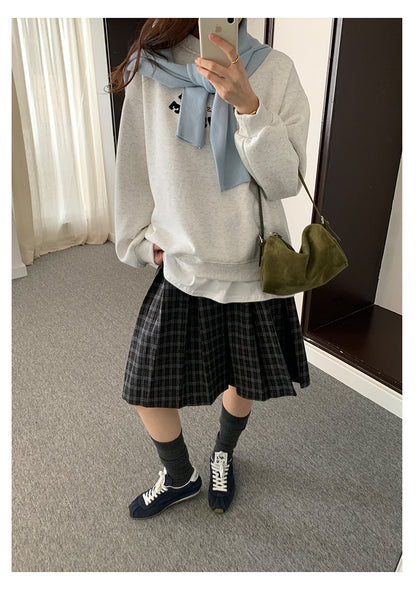 【H5502】實拍學院復古磨毛格子百褶A字裙251118