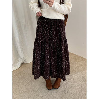 【H5490】實拍日系清新小碎花鬆緊腰長裙（棉）251109