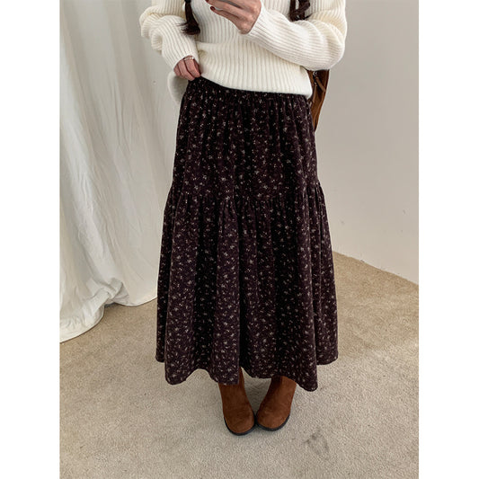 【H5490】實拍日系清新小碎花鬆緊腰長裙（棉）251109