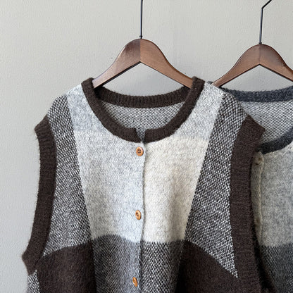 【YP2576】 實拍日系復古格子針織馬甲(含羊毛3%) 251023