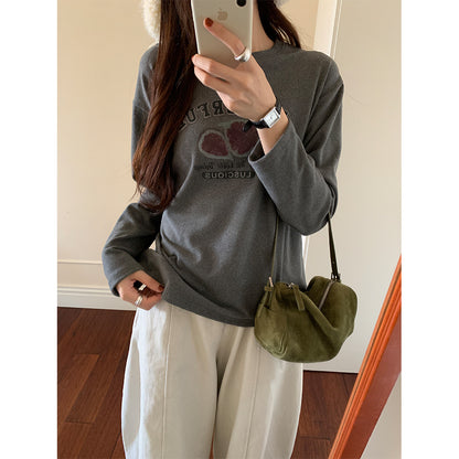 【H5497】實拍德絨加厚磨毛長袖T恤251118