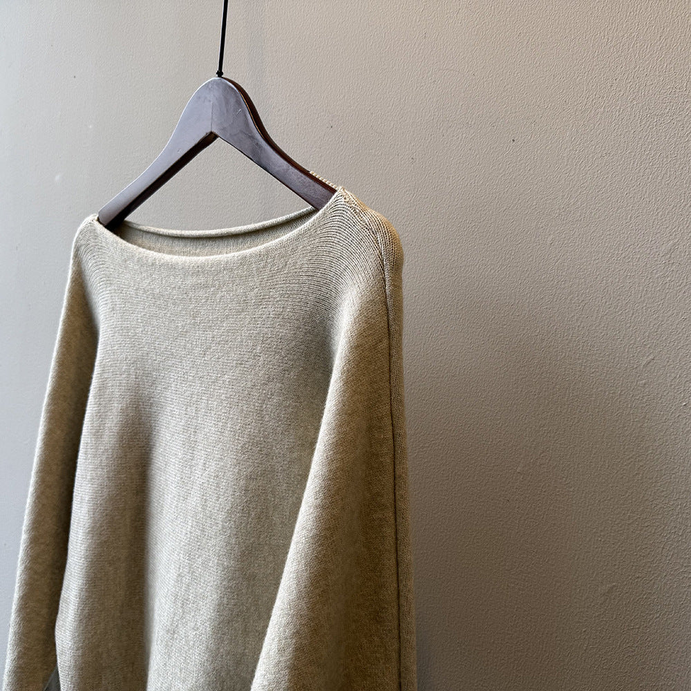 【YP2081】 實拍一字領斜肩慵懶針織毛衣251023