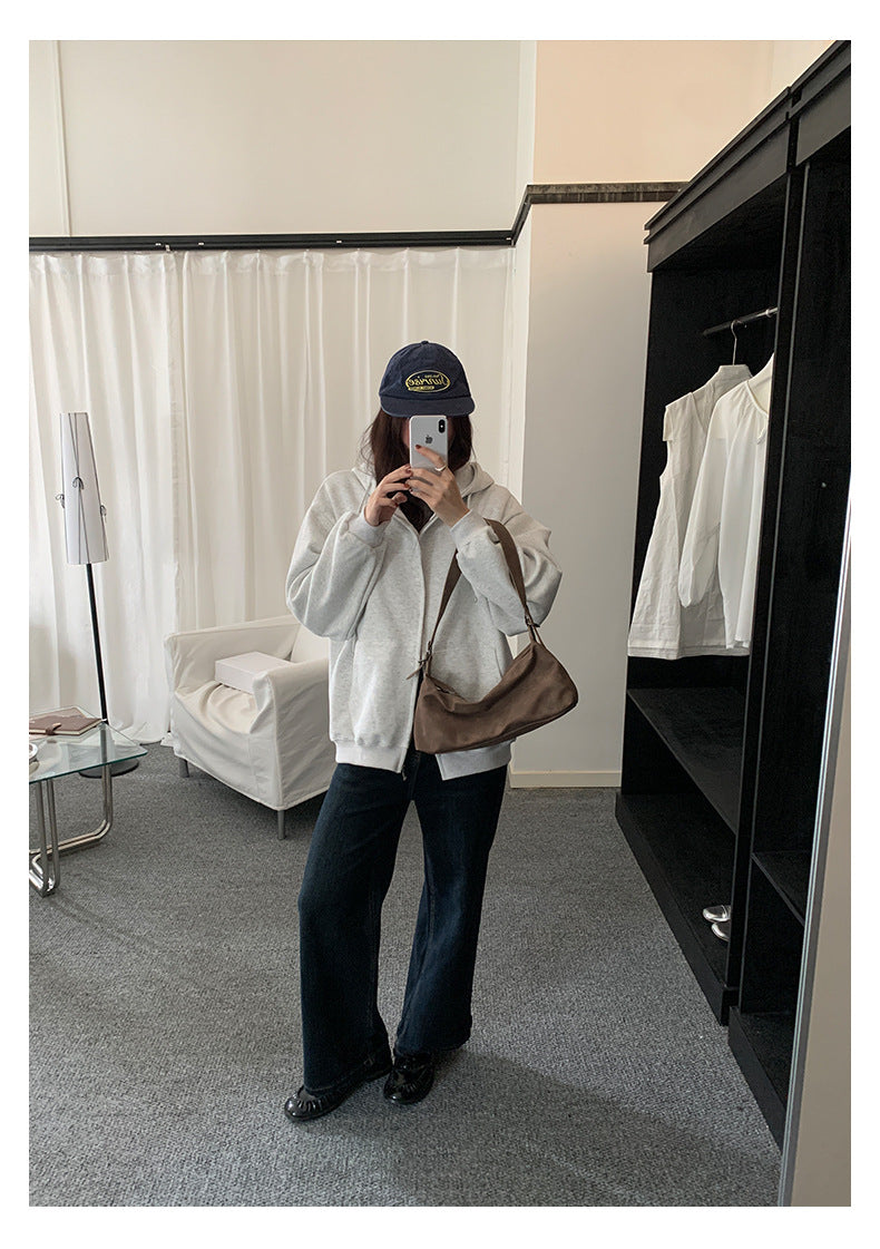 【H5495】實拍男友寬鬆款刺繡長袖連帽衞衣外套251109