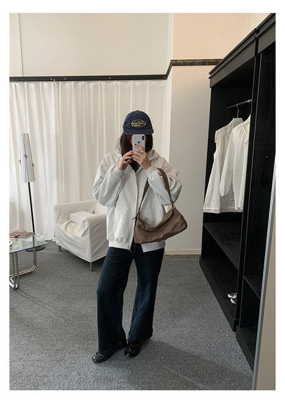 【H5495】實拍男友寬鬆款刺繡長袖連帽衞衣外套251109