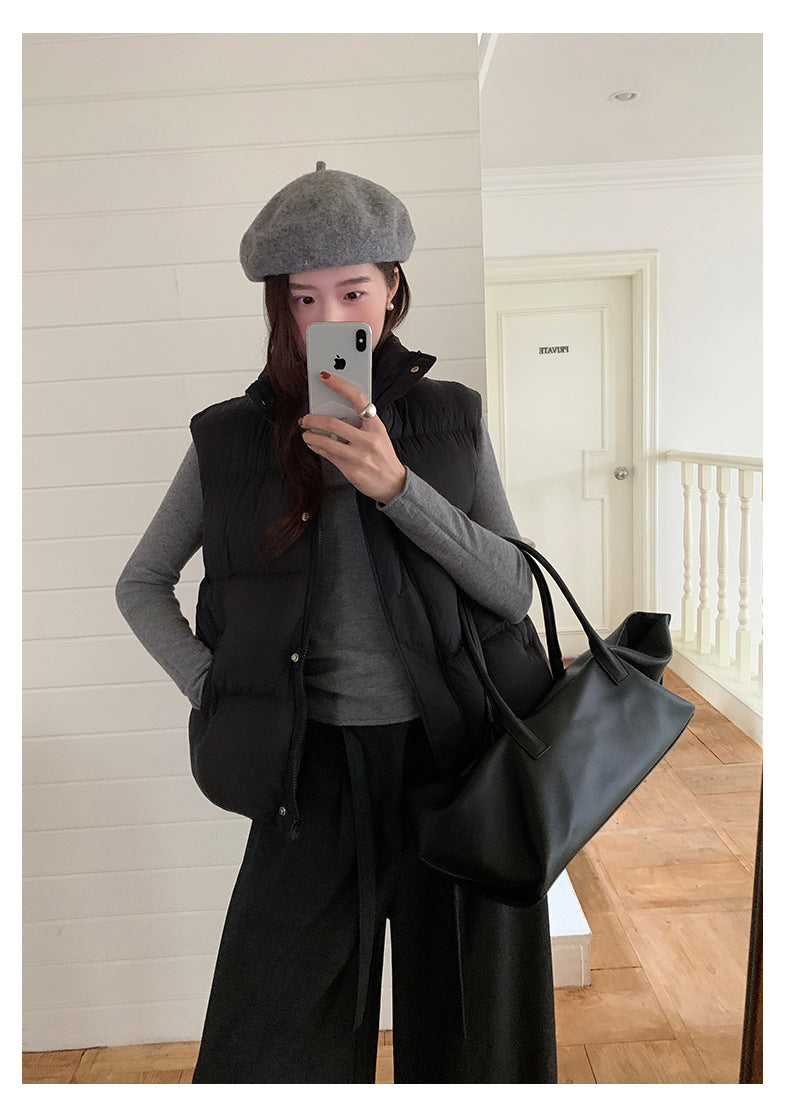 【H5474】實拍秋冬簡約立領保暖棉服背心251109