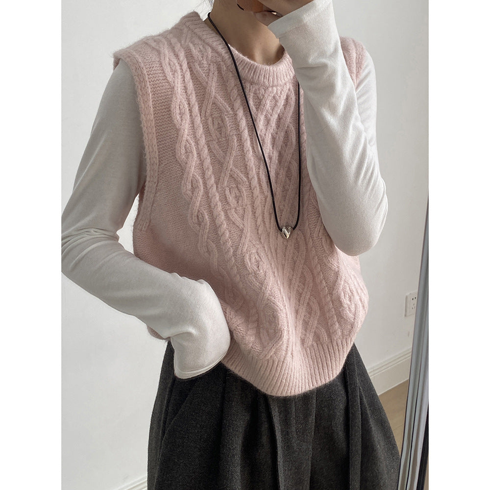 【YP2617】 實拍圓領麻花軟糯針織背心251023