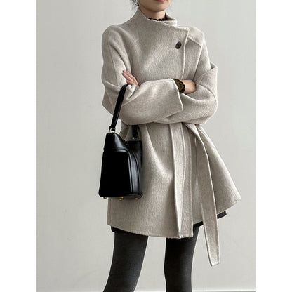 【Y8511】實拍高級感立領羊毛呢大衣外套（棉羊毛52%)251106